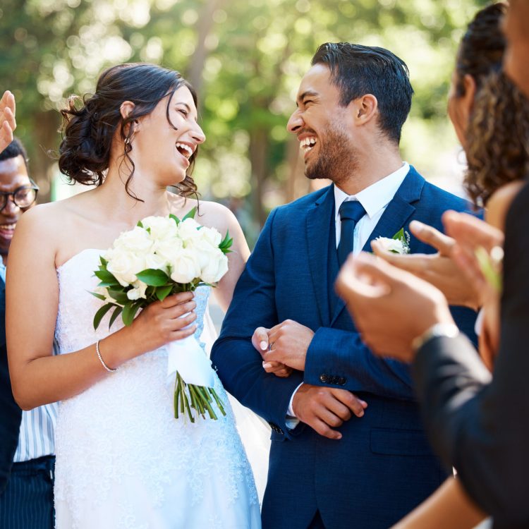 happy-bride-and-groom-laughing-and-looking-joyful-2025-04-06-07-53-40-utc Happy bride and groom laughing and looking joyful after wedding ceremony and ready to celebrate wit.